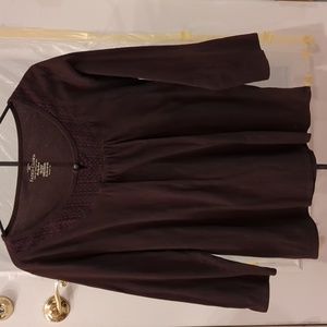 Faded Glory brown boat neck long sleeve shirt Size XL 100% cotton.